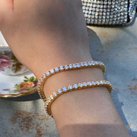 New 14k Gold Plated Tennis Bracelet 6.5" inches - Picture 14 of 16